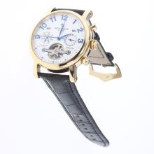 Patek Philippe Perpetual Calendar Tourbillon Automatic Gold Case with White Dial-Leather Strap-3