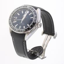 Omega Seamaster Co-Axial Working GMT Swiss CAL 8605 Movement Ceramic Bezel with Black Dial-Rubber Strap