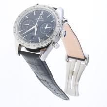 Omega Speedmaster Working Chronograph Swiss 9300 Automatic Movement with Black Dial-Leather Strap