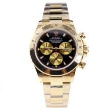 Rolex Daytona Swiss Calibre 4130 Chronograph Movement Full Gold Stick Markers with Black Dial-2
