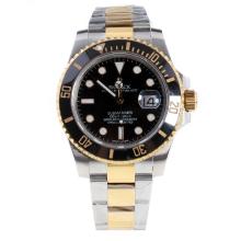 Rolex Submariner Swiss Cal 3135 Movement Two Tone Ceramic Bezel with Black Dial