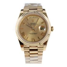 Rolex Day-Date II Swiss ETA 2836 18K Plated Gold Movement Full Gold with Golden Dial