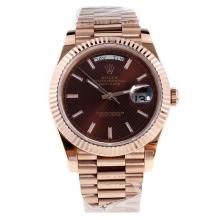 Rolex Day-Date II Swiss ETA 2836 18K Plated Gold Movement Full Gold with Brown Checkered Dial