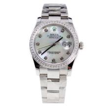 Rolex Datejust Swiss ETA 2836 Movement Diamond Bezel and Markers with MOP Dial S/S-High Quality Version