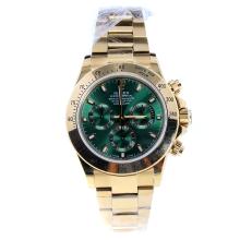Rolex Daytona Swiss Calibre 4130 Chronograph Movement Full Gold Stick Markers with Green Dial