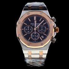 Audemars Piguet Royal Oak Working Chronograph Two Tone Stick Markers with Black Dial-1