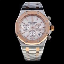Audemars Piguet Royal Oak Working Chronograph Two Tone Stick Markers with Silver Dial-1