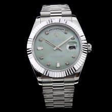 Rolex Day-Date II Swiss ETA 2836 Movement Diamond Markers with Green MOP Dial S/S