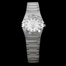 Omega Constellation Diamond Marking with White Dial S/S Lady Size