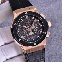 Hublot Big Bang Working Chronograph Asia Valjoux 7750 Movement Rose Gold Case with Gray Dial-Black Strap 