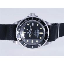 Rolex Submariner Cartier Automatico Con Cornice Nera E Dial Vintage Versione-Black Nylon Strap