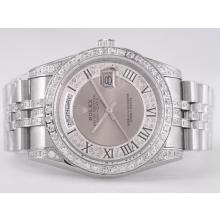 Rolex Day-Date Swiss ETA 2836 Movimento Diamond Bezel Con Grigio Marcatura Dial-romana