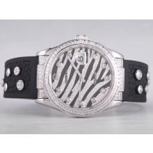 Rolex Datejust Movimento Svizzero Eta 2836 Con CZ Diamond Bezel-Royal Black Design Diamante Dial Crested