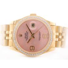 Rolex Datejust Movimento Svizzero Eta 2836 Oro Pieno Pink Floral Motif Quadrante Con Diamond Bezel