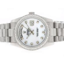 Rolex Day-Date Automatic Diamante Marcatura E Lunetta Con MOP Dial