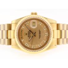 Rolex Day-Date Swiss ETA 2836 Movimento Gold Completa Con Golden Number Dial-Marking