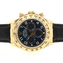 Rolex Daytona Cronografo Asia Valjoux 7750 Movimento Cassa In Oro 18 Carati Con Numero Blu-Dial Marcatori