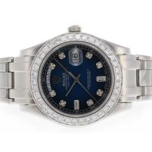 Rolex Masterpiece Movimento Svizzero Eta 2836 Diamante Marcatura E Lunetta Con Quadrante Blu