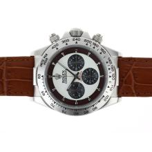Rolex Daytona Di Lavoro Cronografo Con Quadrante Bianco-Leather Strap