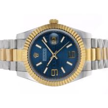 Rolex Datejust II Automatic Two Tone Con Blue Watermark Dial