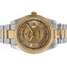Rolex Day-Date II Automatic Number Two Tone Marcatori Con Golden Dial