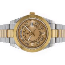 Rolex Day-Date II Automatic Number Two Tone Marcatori Con Golden Dial