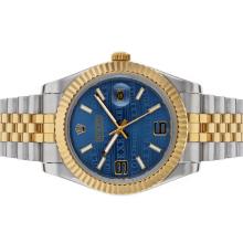 Rolex Datejust II Automatic Two Tone Con Blue Watermark Dial
