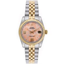 Rolex Datejust Automatica Two Tone Con Pink Floral Motif Dial-Mid Size