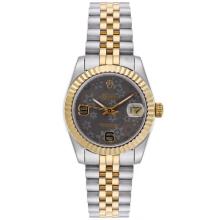 Rolex Datejust Automatica Two Tone Con Gray Floral Motif Dial-Mid Size